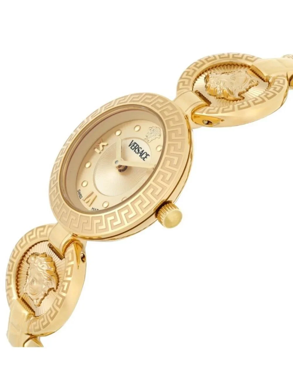 NWT Versace Greca Jewel Quartz Gold Dial Ladies Watch